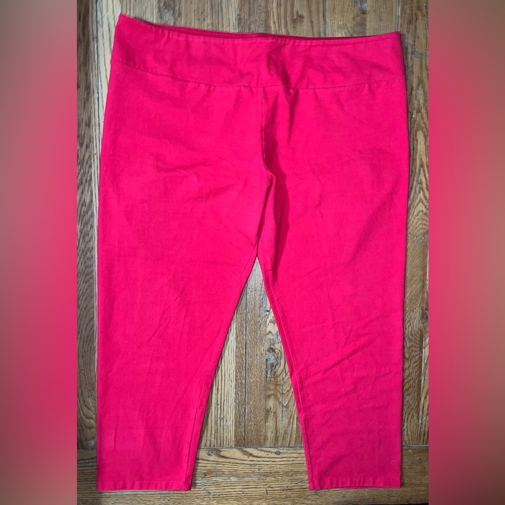 Women With Control Red Petite Tummy Control Slim Leg Ankle Pants! Size 2XP!
